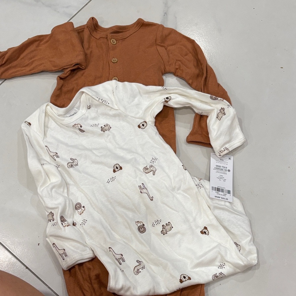 Cozy Kids Pajamas Sleep Sacks - White and Brown